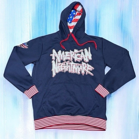 WWE Authentic Other - WWE Cody Rhodes American Nightmare Hoodie Navy Blue Patriotic Mens Large